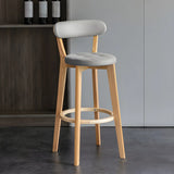 Multi-Color Round Leather Low Back Bar Stool Wood Image - 21