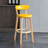 Multi-Color Round Leather Low Back Bar Stool Wood Image - 3