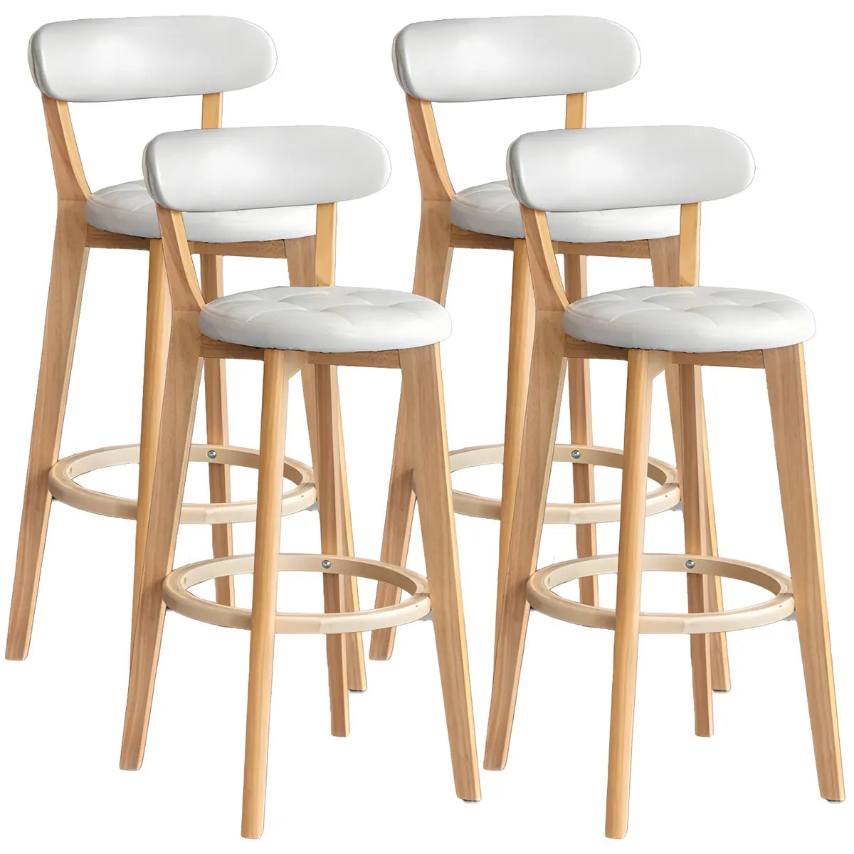 Multi-Color Round Leather Low Back Bar Stool Wood Image - 36