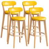 Multi-Color Round Leather Low Back Bar Stool Wood Image - 37