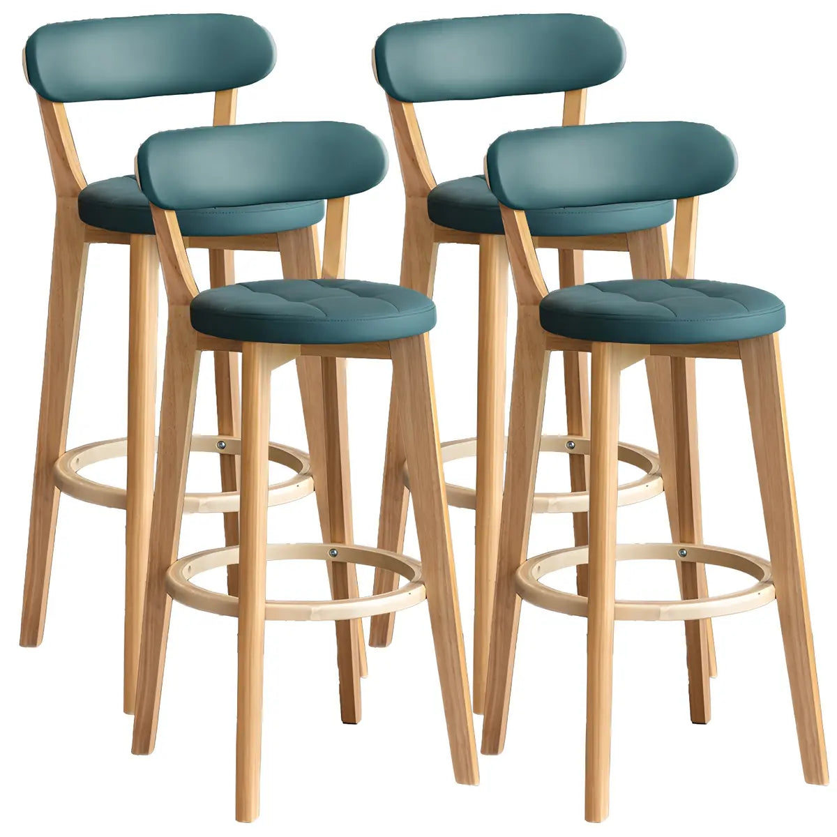 Multi-Color Round Leather Low Back Bar Stool Wood Image - 39