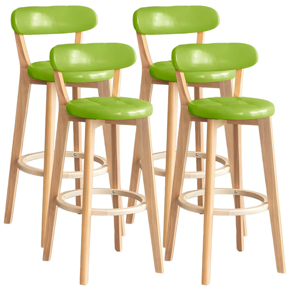 Multi-Color Round Leather Low Back Bar Stool Wood Image - 41