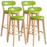 Multi-Color Round Leather Low Back Bar Stool Wood Image - 41