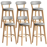 Multi-Color Round Leather Low Back Bar Stool Wood Image - 45