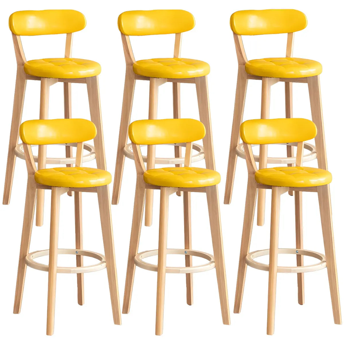 Multi-Color Round Leather Low Back Bar Stool Wood Image - 47