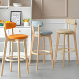 Multi-Color Round Leather Low Back Bar Stool Wood Image - 5