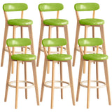 Multi-Color Round Leather Low Back Bar Stool Wood Image - 51