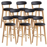 Multi-Color Round Leather Low Back Bar Stool Wood Image - 53