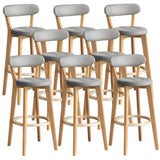 Multi-Color Round Leather Low Back Bar Stool Wood Image - 55