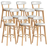 Multi-Color Round Leather Low Back Bar Stool Wood Image - 56