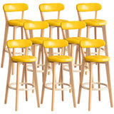 Multi-Color Round Leather Low Back Bar Stool Wood Image - 57