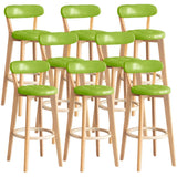 Multi-Color Round Leather Low Back Bar Stool Wood Image - 61