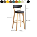 Multi-Color Round Leather Low Back Bar Stool Wood #size