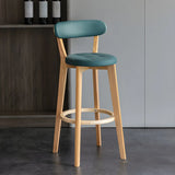 Multi-Color Round Leather Low Back Bar Stool Wood Image - 7