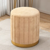 Multi-Color Velvet Drum Upholstered Metal Vanity Stool Image - 10