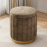 Multi-Color Velvet Drum Upholstered Metal Vanity Stool Image - 19