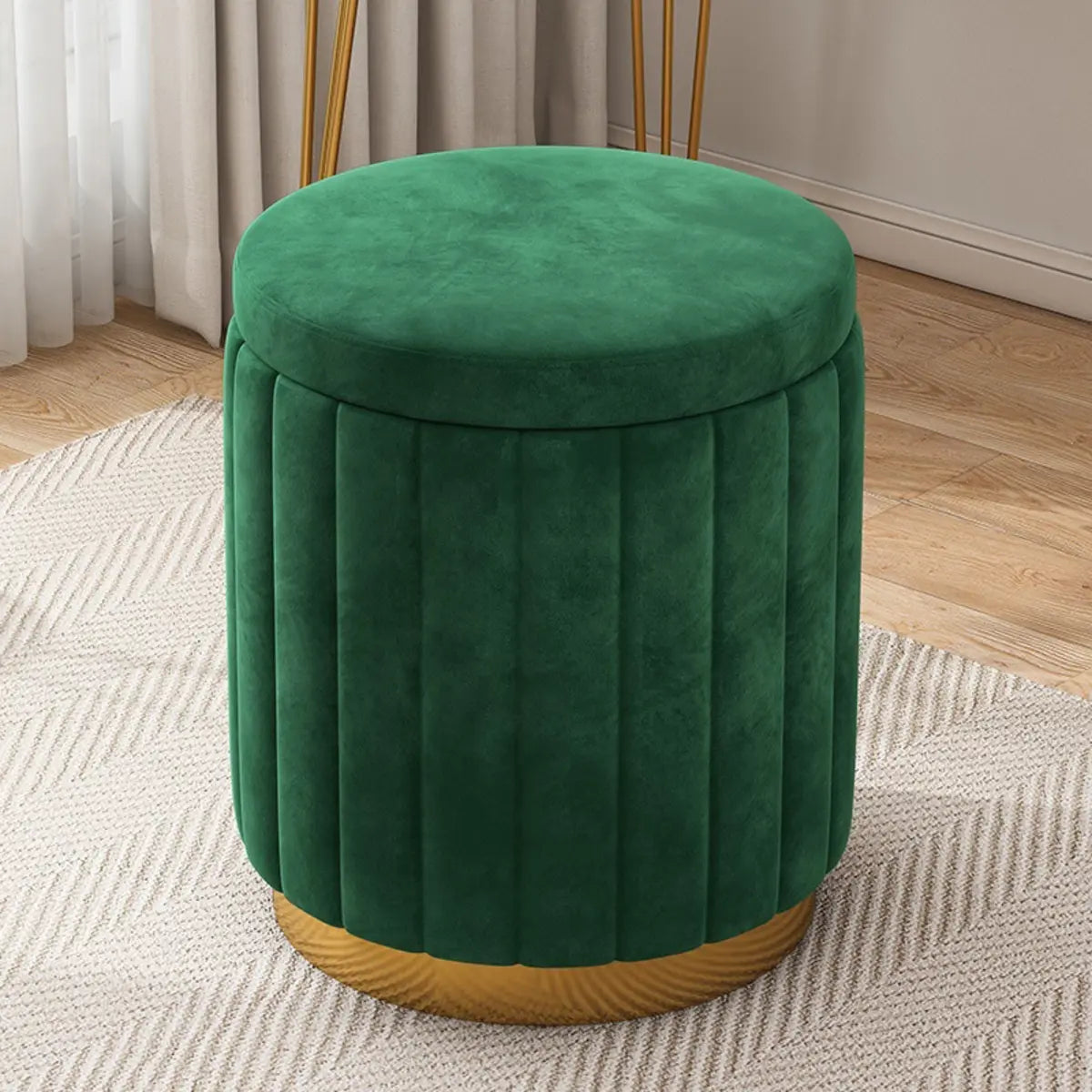 Multi-Color Velvet Drum Upholstered Metal Vanity Stool Image - 20