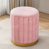 Multi-Color Velvet Drum Upholstered Metal Vanity Stool Image - 21