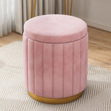 Multi-Color Velvet Drum Upholstered Metal Vanity Stool Image - 22