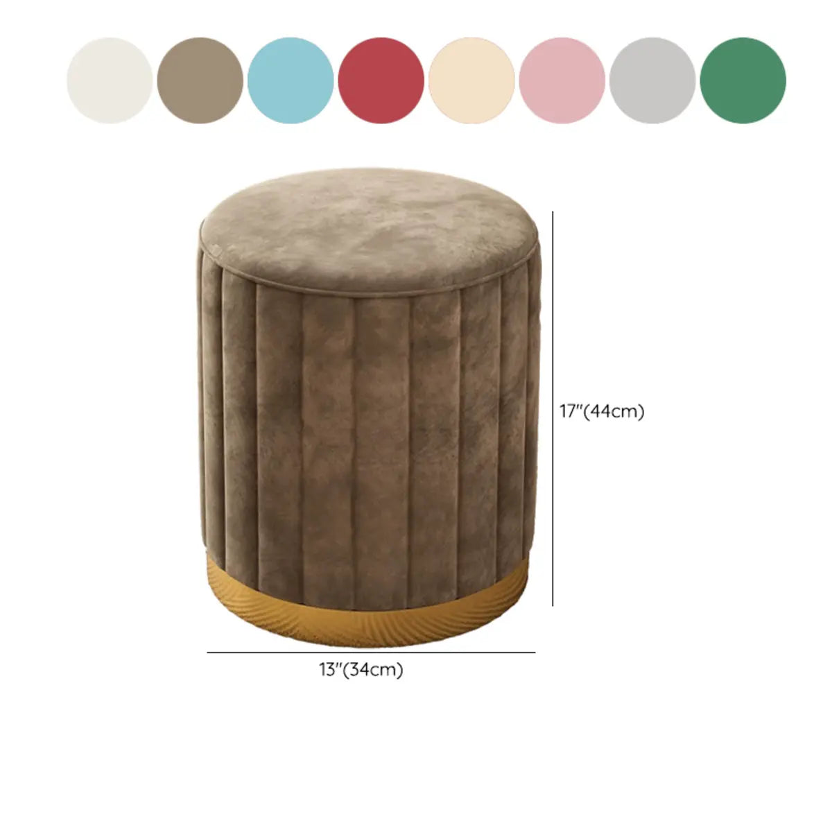 Multi-Color Velvet Drum Upholstered Metal Vanity Stool Image - 24