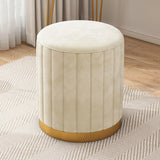 Multi-Color Velvet Drum Upholstered Metal Vanity Stool Image - 3