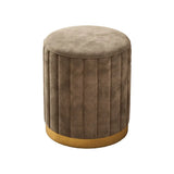 Multi-Color Velvet Drum Upholstered Metal Vanity Stool Image - 9