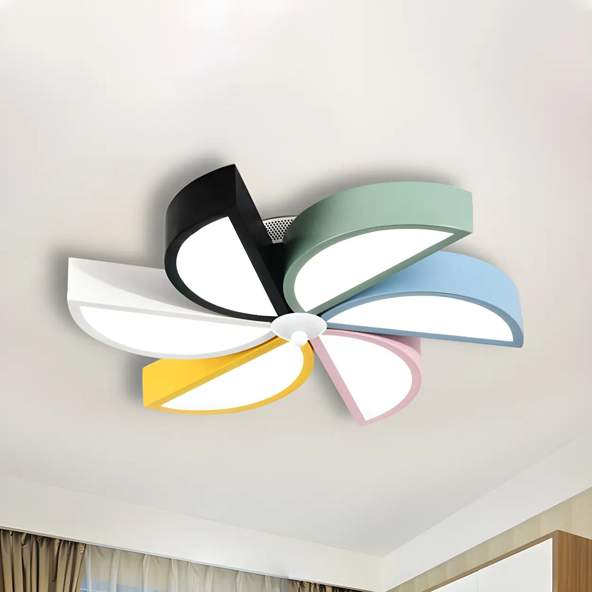 Multi-Colored Windmill LED Flush Mount Ceiling Light Image - 10