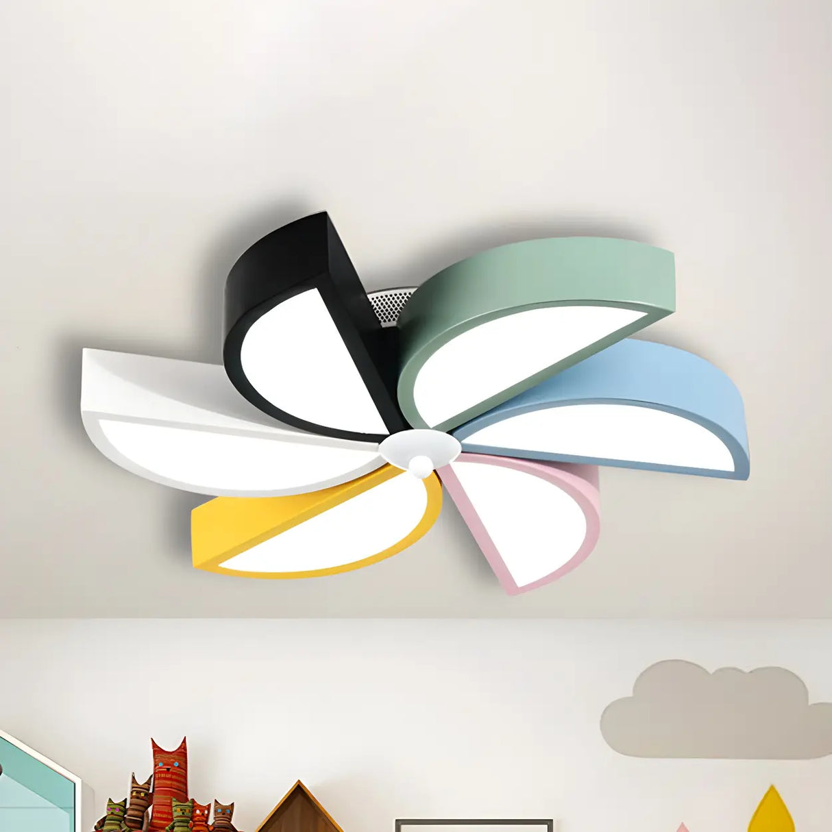 Multi-Colored Windmill LED Flush Mount Ceiling Light Image - 9