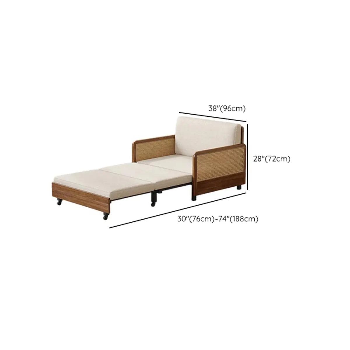 Multi-Function Beige Wood Frame Twin Storage Sofa Bed Futon Image - 14