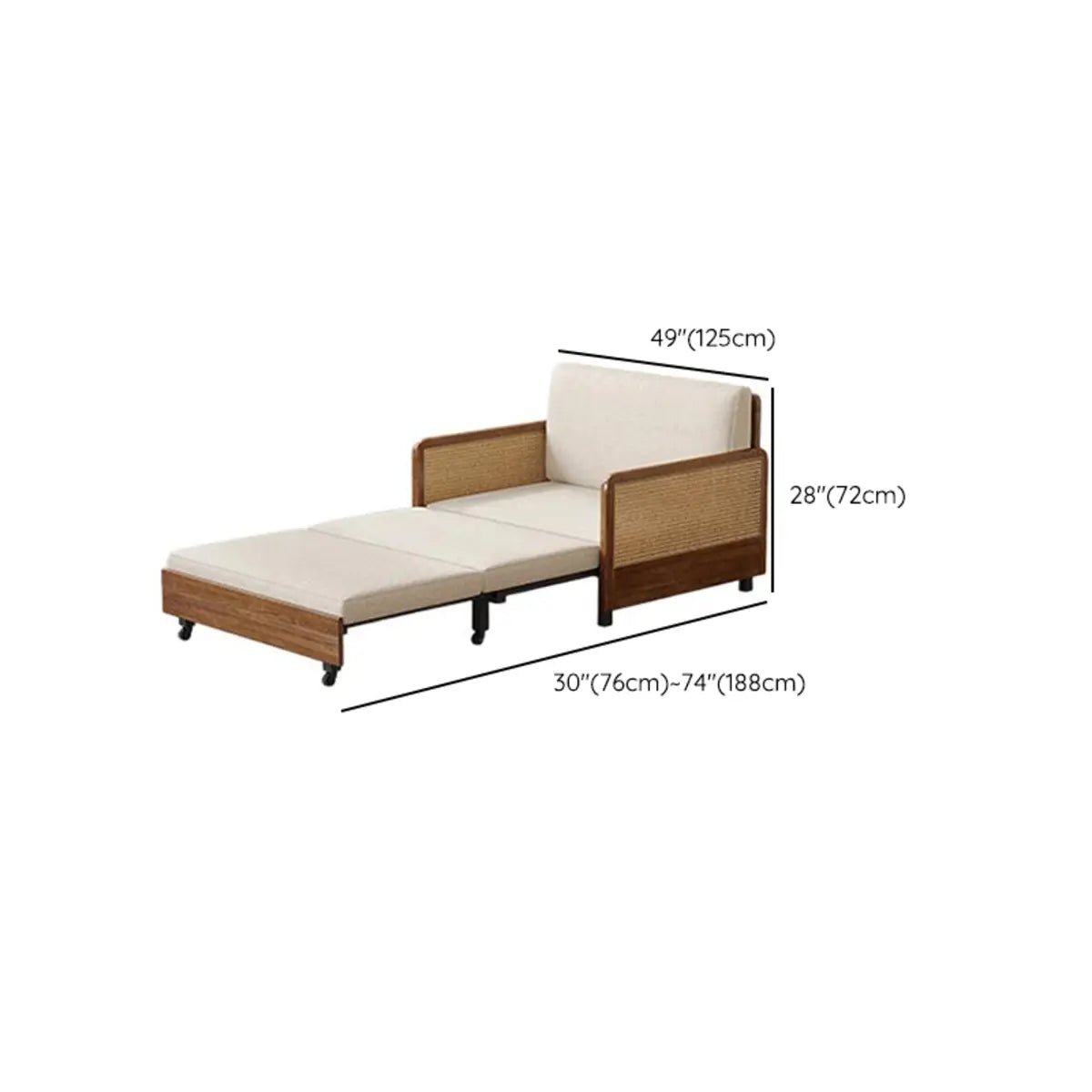 Multi-Function Beige Wood Frame Twin Storage Sofa Bed Futon Image - 15