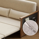 Multi-Function Beige Wood Frame Twin Storage Sofa Bed Futon Image - 7