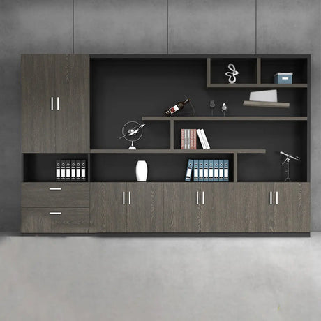 Multi-Function UnLockable Black Wood Office Storage Cabinet Image - 1