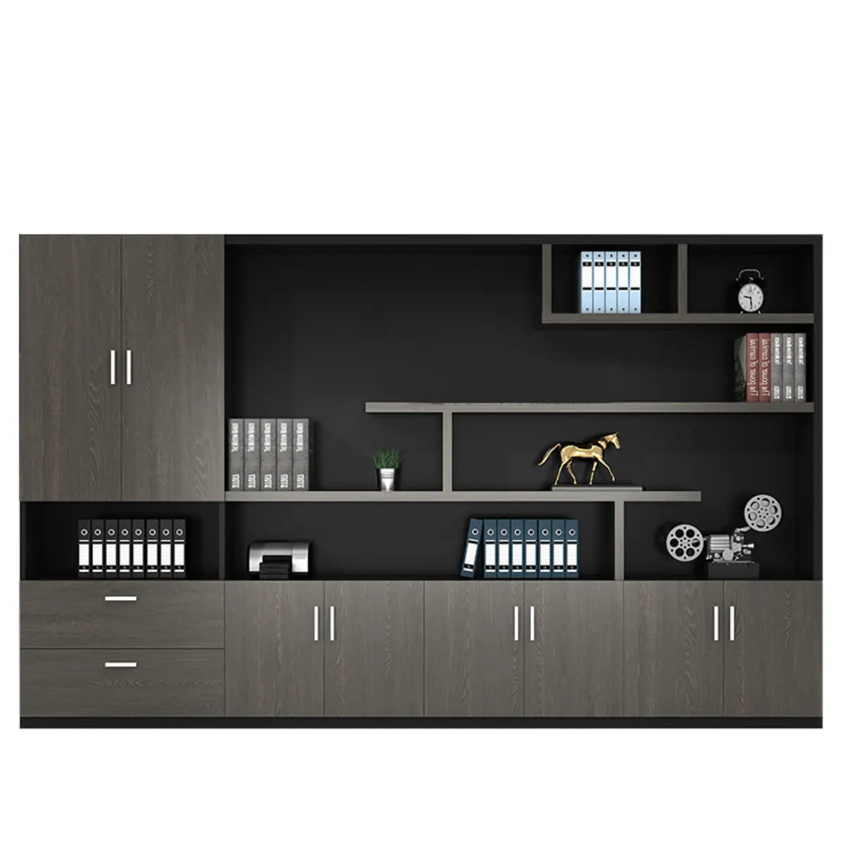 Multi-Function UnLockable Black Wood Office Storage Cabinet Image - 11