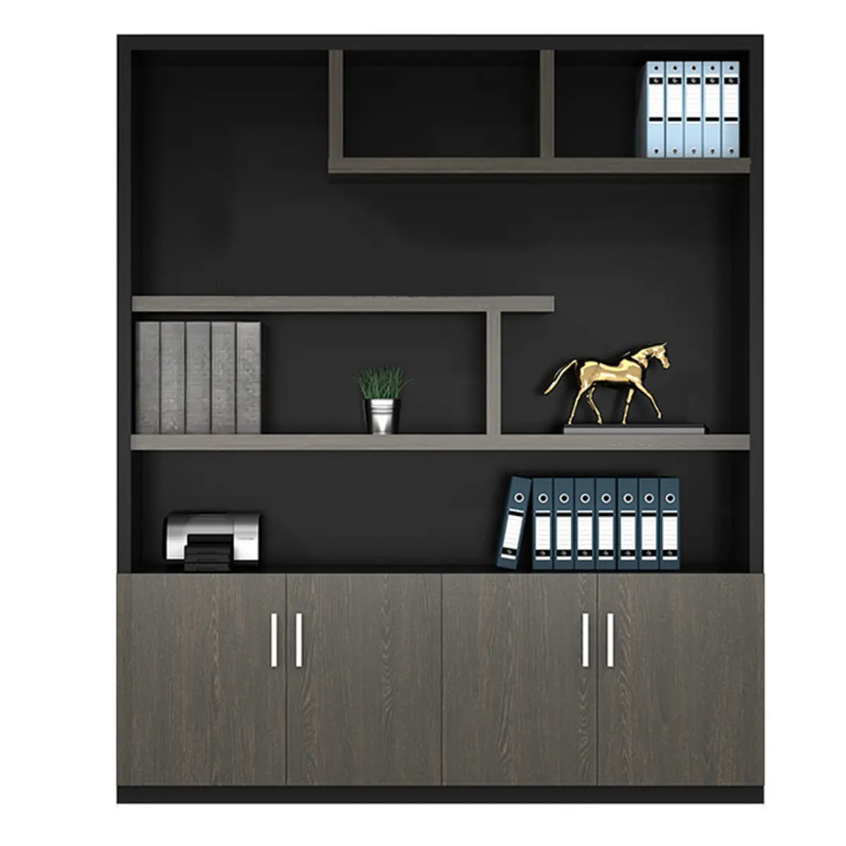 Multi-Function UnLockable Black Wood Office Storage Cabinet Image - 3