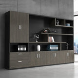 Multi-Function UnLockable Black Wood Office Storage Cabinet Image - 4