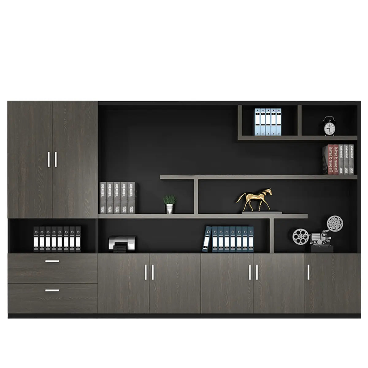 Multi-Function UnLockable Black Wood Office Storage Cabinet Image - 7