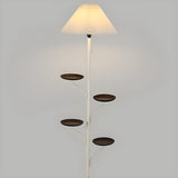 Multi-Functional Pleated Shade Floor Lamp with Shelves Image - 10