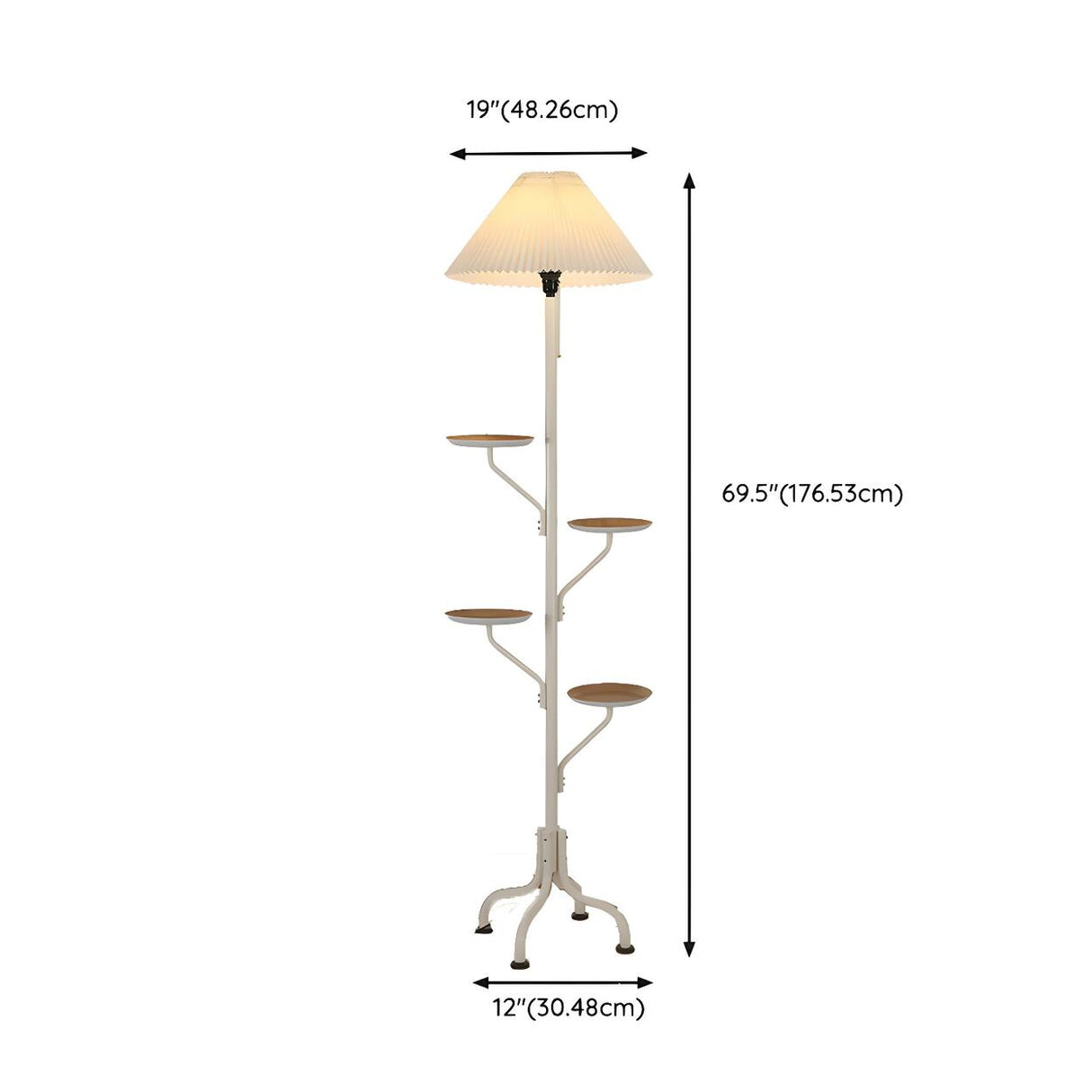 Multi-Functional Pleated Shade Floor Lamp with Shelves Image - 14