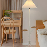 Multi-Functional Pleated Shade Floor Lamp with Shelves Image - 3