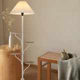 Multi-Functional Pleated Shade Floor Lamp with Shelves Image - 4