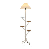 Multi-Functional Pleated Shade Floor Lamp with Shelves Image - 6