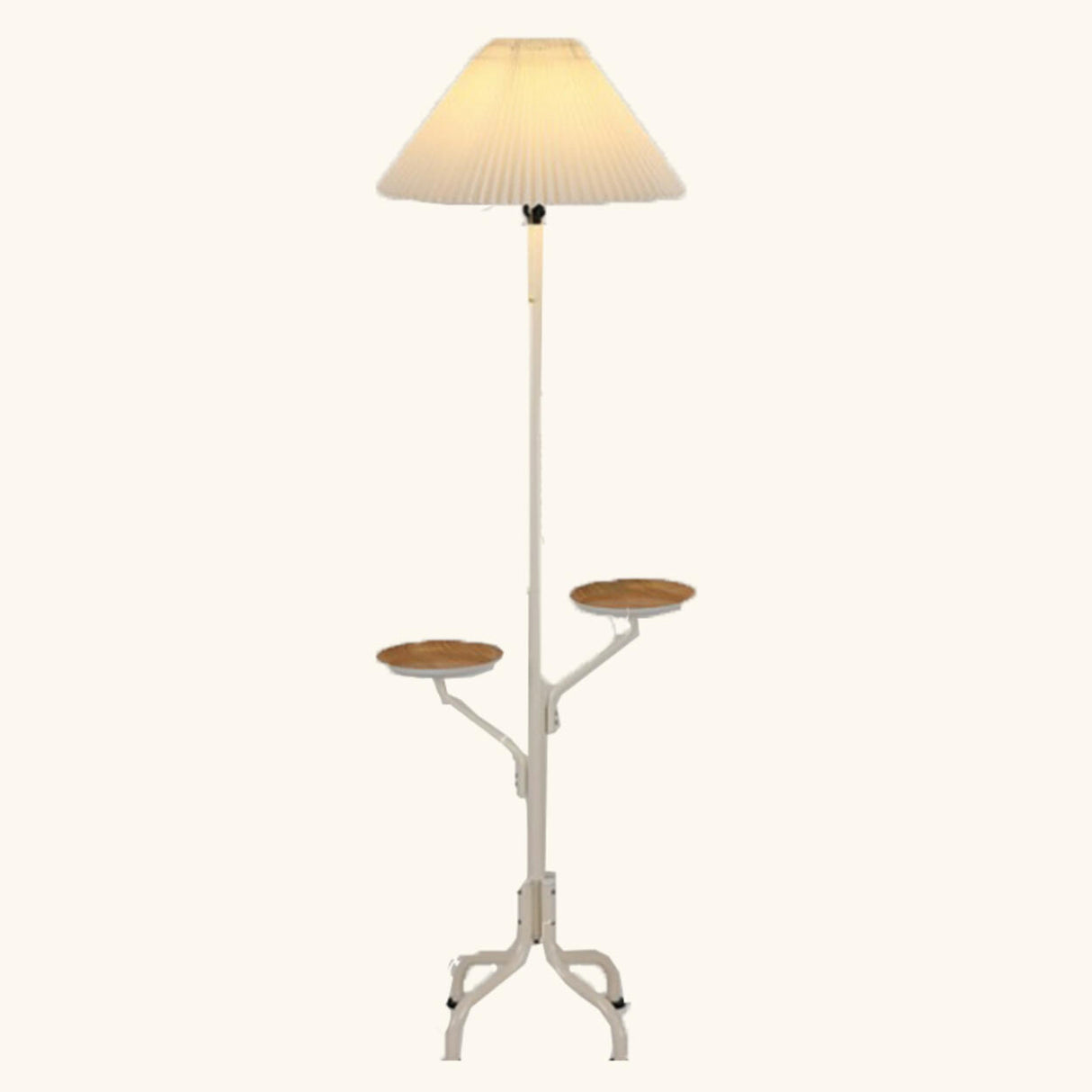 Multi-Functional Pleated Shade Floor Lamp with Shelves Image - 7