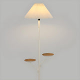 Multi-Functional Pleated Shade Floor Lamp with Shelves Image - 9