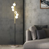 Multi-Light Modern Glass Curved Globe Floor Lamp Image - 1