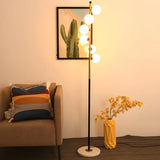 Multi-Light Modern Glass Curved Globe Floor Lamp Image - 13