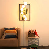 Multi-Light Modern Glass Curved Globe Floor Lamp Image - 14