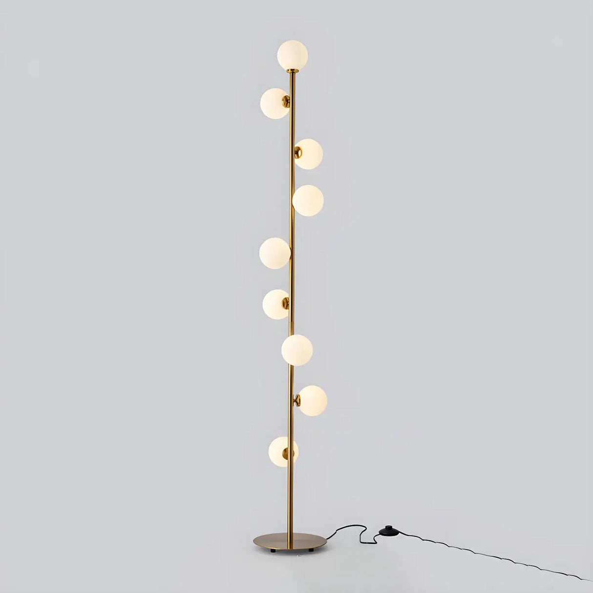 Multi-Light Modern Glass Globe Brass Metal Floor Lamp Image - 6