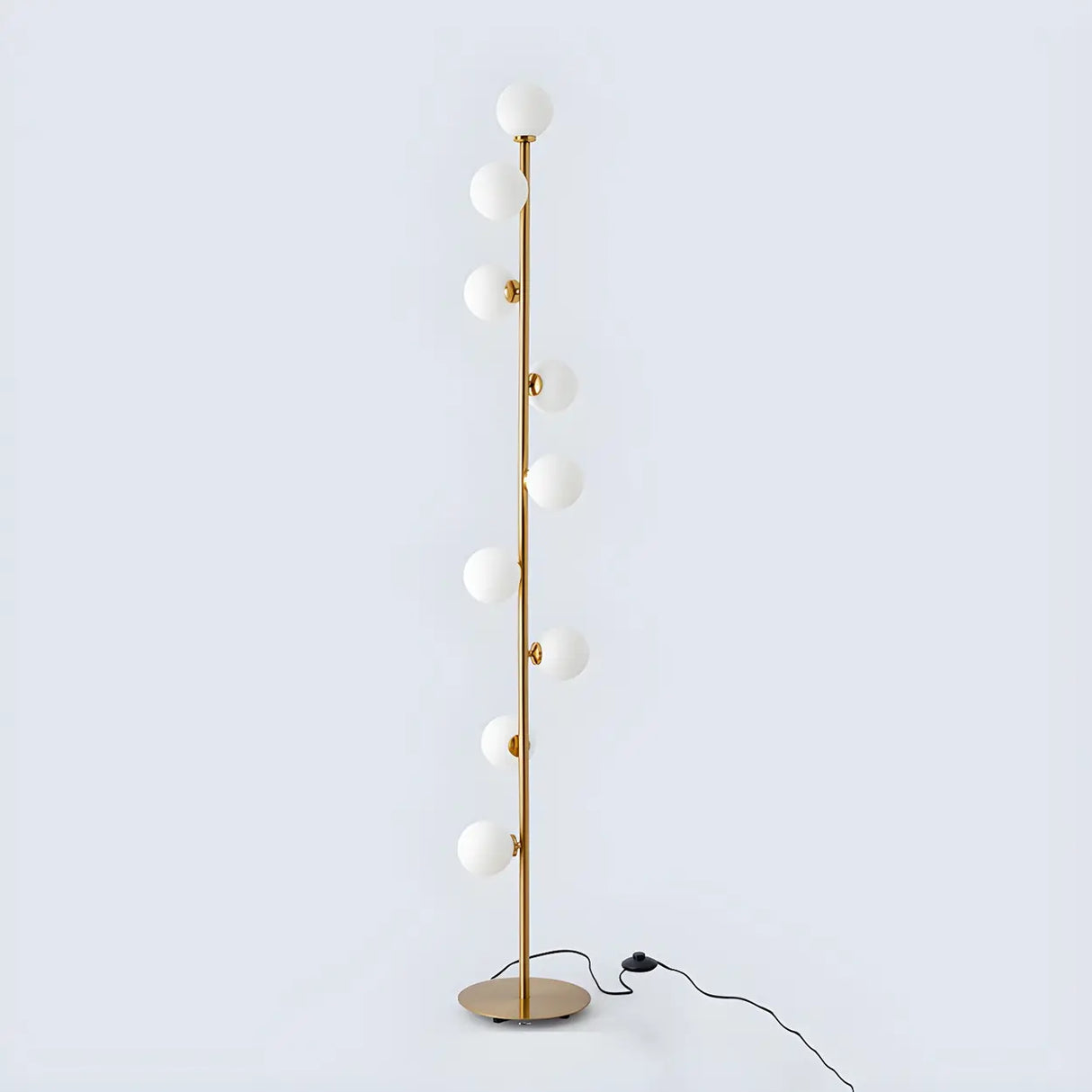 Multi-Light Modern Glass Globe Brass Metal Floor Lamp Image - 7