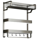 Multi-Tier Grey Metal Bathroom Storage Set with Rack Image - 10