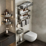 Multi-Tier Grey Metal Bathroom Storage Set with Rack Image - 28